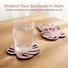 4pcs/Set Monstera Leaf Wood Coasters, Heat-Insulating And Non-Slip To Protect Tabletops, Home, Kitchen, And Dining Table Decorations, Bohemian Style Drink Mats. - Multicolor - View 7