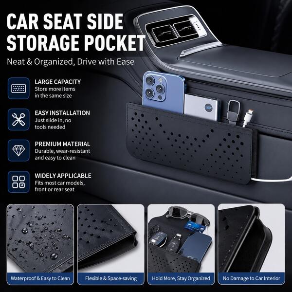 1 pieza Bolsa de almacenamiento de gran capacidad para coche, organizador de respaldo de asiento con múltiples bolsillos, tela Oxford impermeable, soporte de almacenamiento colgante resistente al desgaste, organizador interior plegable para pañuelos, teléfono, documentos, accesorios de viaje para SUV y camión, regalo