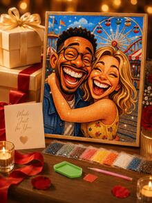 Customized Photo 5D Diamond Painting Kit, Personalized Fun Cartoon Diamond Art, Customized From Your Photo, Full Drill Square And Round Rhinestones, DIY Wall Decor Gift, Suitable For Couples, Birthday, Christmas, Anniversary, Dopamine Decor - Multicolor - View 5
