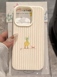 1pc White Striped Diving Duck Personalized Minimalist Anti-Drop Soft TPU Fashion Phone Case Full Coverage Anti-Stain Protective Shell Compatible With Apple 17 16 15 14 13 12 11 Pro Max Air And Series - Multicolor - View 2