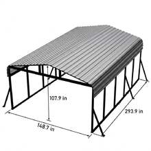 20x30 FT Metal Carport, Heavy Duty Car Port Canopy With Reinforced Base And Galvanized Steel Roof & Frame, 2 Car Garage Shelter For Car, Boats And Trucks10x15 12x20 12x25 20x20 - TCP - View 11
