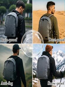 1PC 15-75L Black Backpack Cover - Waterproof, Stain-Resistant, And Dustproof - Foldable Protective Cover With Reflectors, Suitable For Outdoor Activities, Hiking, Mountaineering, Commuting, School, Home Use, And Travel Storage - Transparent - View 3