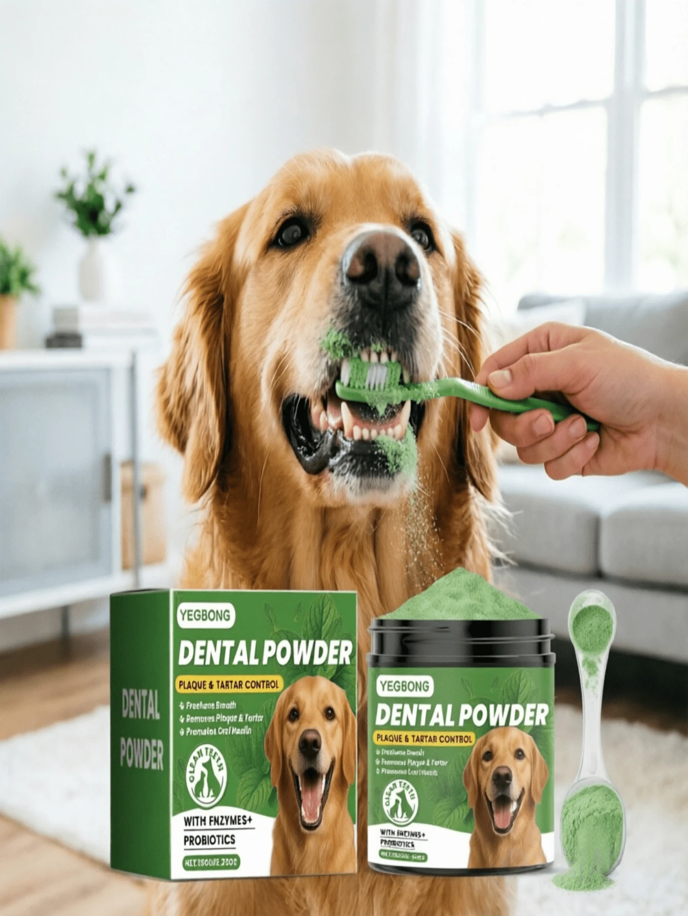 Dog Teeth Cleaning Powder, Improves Plaque And Yellow Teeth, Freshens Breath, Removes Odor, Teeth Cleaning - Multicolor - View 1