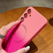 Gradient Color Silicone For Magsafe Phone Case For A57 A17 A16 A26 A36 A56 A15 A55 / S26 Ultra S25 S24 S23 S22 Plus S25 FE S24 FEWireless Charge Glass Lens Camera Cover - Pink - View 3