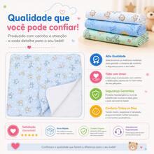 Set Of 3 Printed Flannel Baby Blankets By Minasrey - 藍色 - 查看 6