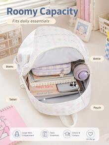 1 Set Mochila con Estampado de Estrellas Colorido en Todo el Body, Cremallera Trasera Antirrobo, Impermeable, Gran Capacidad con Colgante Lindo, Mochila Escolar Estilo Europeo y Americano para Temporada de Regreso a Clases, Desplazamiento, Viajes, Mochila Versátil - Multicolor - Ver 6