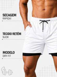 Men's 2-In-1 Running Shorts With Cell Phone Pocket For Training, Gym, Fitness, Comfortable, Quick-Drying - White - View 5
