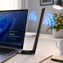 Adaptador USB WiFi NEGRO AC1300 MA30H de Alta Ganancia | Doble Banda 5GHz y 2.4GHz, Velocidad de hasta 1267 Mbps, Antena de Largo Alcance, MU-MIMO para Mayor Estabilidad, WPA3, Instalación Plug & Play, Compatible con Windows 10 y 11 - Negro - Ver 4