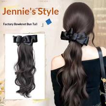 Elegant Synthetic Silk Bowknot Banana Claw Clip Ponytail Wig With Grab Clip Long Wavy Layered Ponytail For Women Daily Use, Halloween - Multicolor - View 6