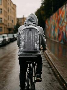 1PC 15-75L Black Backpack Cover - Waterproof, Stain-Resistant, And Dustproof - Foldable Protective Cover With Reflectors, Suitable For Outdoor Activities, Hiking, Mountaineering, Commuting, School, Home Use, And Travel Storage - Transparent - View 5