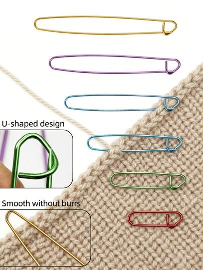 6/12pcs Colorful Large Aluminum Safety Pins, 6 Sizes 6-20cm Heavy Duty Locking Pins, Rust-Resistant Smooth Sewing Fasteners, Suitable For Quilting, Garment Making, Fabric Crafts And DIY Projects