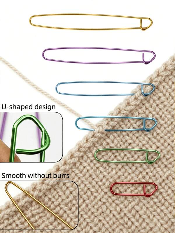 6/12pcs Colorful Large Aluminum Safety Pins, 6 Sizes 6-20cm Heavy Duty Locking Pins, Rust-Resistant Smooth Sewing Fasteners, Suitable For Quilting, Garment Making, Fabric Crafts And DIY Projects