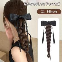 French Bow Braided Ponytail Synthetic Hairpiece Heat Resistant Elegant Hair Accessories For Women Daily Party Wedding Decor, Halloween - Multicolor - View 3