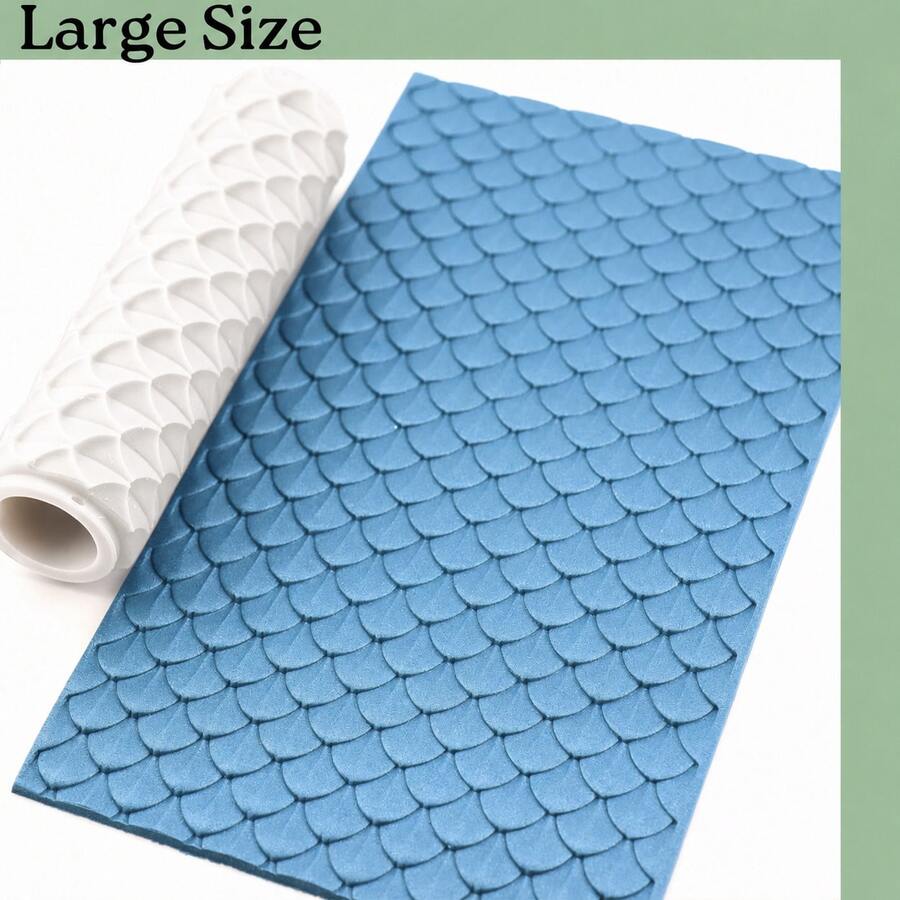 龍鱗紋理黏土滾輪 聚合物黏土 3D 壓紋滾輪 DIY 陶藝與陶瓷紋理工具 手作工藝圖案滾輪 - dragon scale - 查看 1