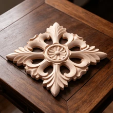 1pc Solid Wood Carved Square Decals, Home Decorations, Woodworking Supplies, Suitable For Cabinets, Doors And Windows, Furniture, Background Walls, Porches, Offices And Other Decorations, Holiday Decorations, DIY Decorations. - Multicolor - View 8