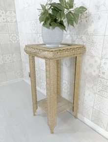 DOWNTON INTERIORS UK Gold Embossed Metal Glass Moroccan Style Lamp Plant Table - Gold - View 1