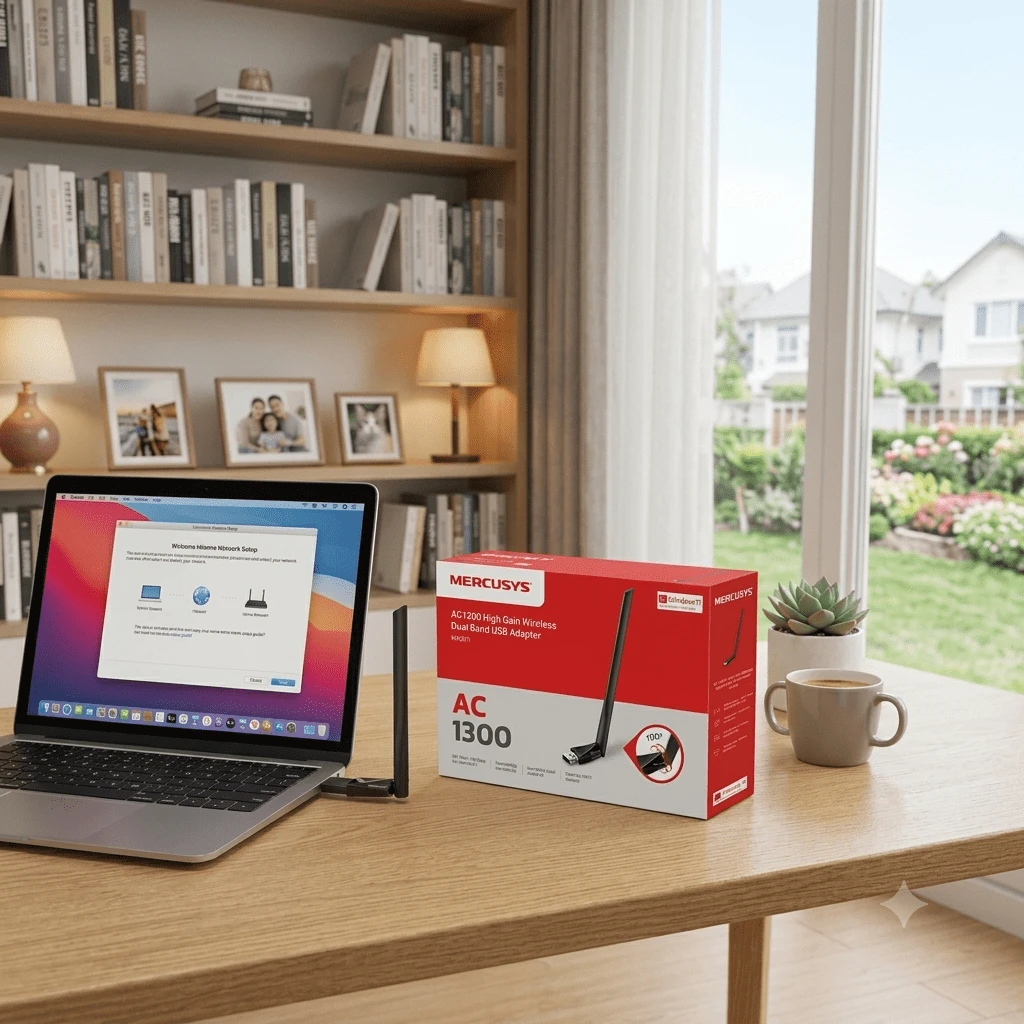 Adaptador USB WiFi NEGRO AC1300 MA30H de Alta Ganancia | Doble Banda 5GHz y 2.4GHz, Velocidad de hasta 1267 Mbps, Antena de Largo Alcance, MU-MIMO para Mayor Estabilidad, WPA3, Instalación Plug & Play, Compatible con Windows 10 y 11 - Negro - Ver 1