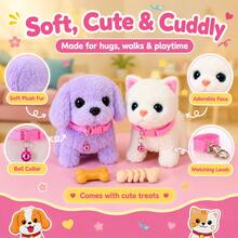 TOYSporael 2-Pack Walking Toy Pets, Plush Dog & Cat With Leashes, Cute Sounds, Wagging Tail, Soft Electronic Pet Toys For Kids - Multicolor - View 5
