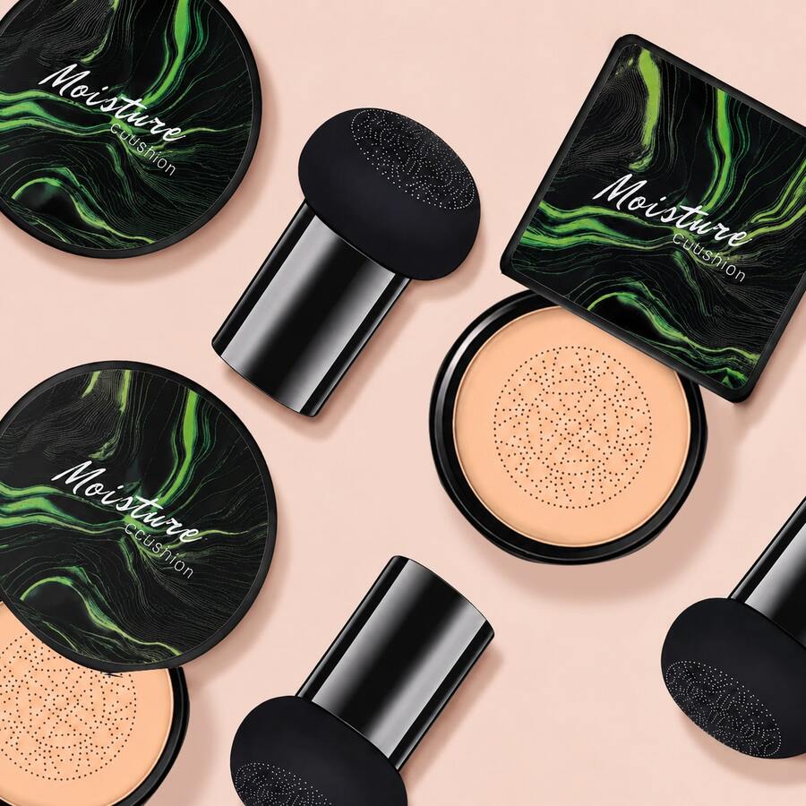 zephoco Mushroom Head Air Cushion BB & CC Cream Foundation, Lightweight Natural Coverage, Long-Lasting And Waterproof, Hydrating And Brightening, Pore Invisible, Full Concealer For Flawless Nude Makeup, Ideal Valentine's Day Or Mother's Day Gift - Beige - View 1