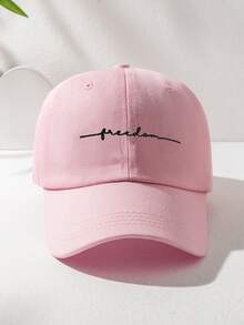 1pc Y2K Style Embroidered "Freedom" Baseball Cap, Adjustable, Outdoor/Beach/Travel Casual Sun Hat, Suitable For Spring & Autumn - Khaki - View 11