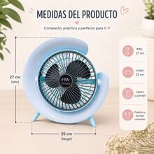 Ventilador con luz led, Portátil, 3 velocidades, Recargable, Ideal para mesa: oficina, cocina, habitación y demás espacios. Ligero y fácil de llevar. - Ver 4