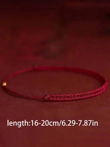1条时尚编织幸运红绳手链，男女皆宜，情侣款，简约风格，手工制作，适合日常佩戴、派对、朋友生日礼物，多种颜色可选 - Good Luck - 查看 5