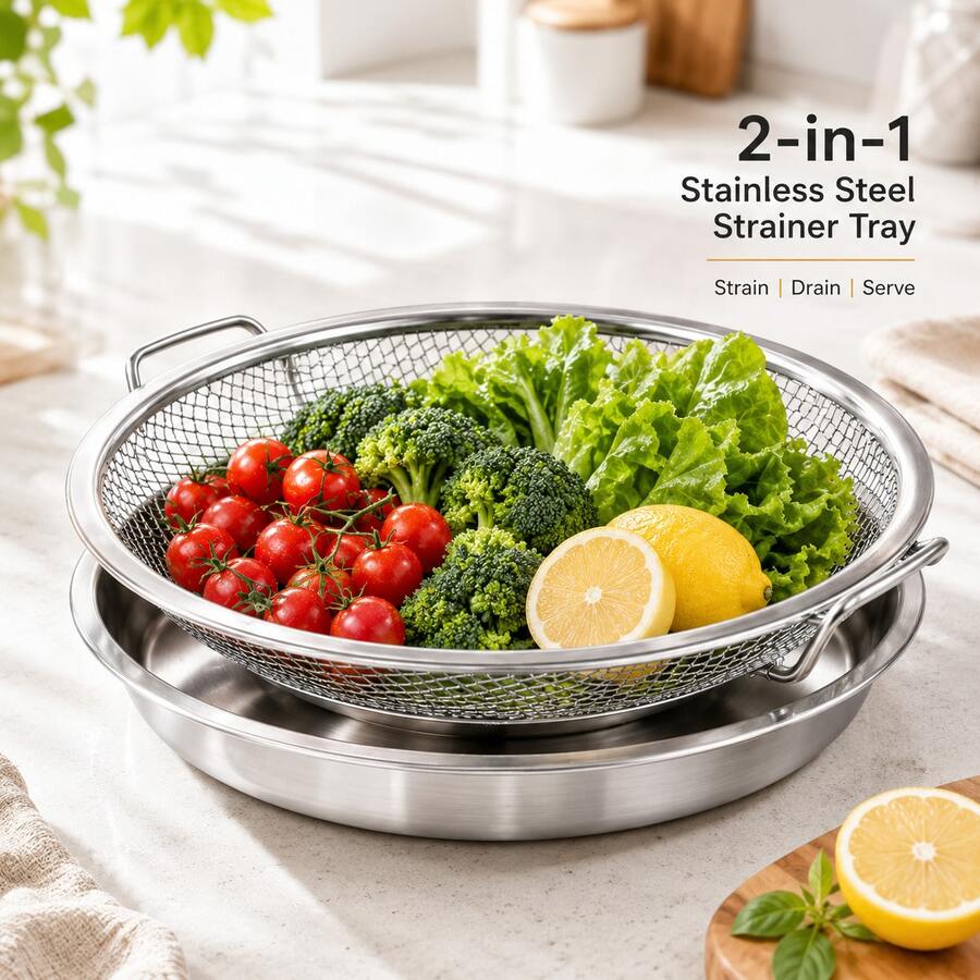 2pcs Reusable Stainless Steel Mesh Basket, Suitable For Frying, Grilling And As Kitchen Strainer. Durable And Easy To Clean, Great For Camping And BBQ