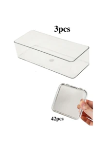 12 Small Square Boxes + 1 Long Storage Box Set/3 Sets Creative Nail Art Storage Boxes, Finished Nail Art Style Transparent Acrylic Dust-Proof Packaging, Dedicated Nail Tip Storage Display Box, Transparent Jewelry Storage Box, Small Card Storage Box,Back To School - Transparent - View 9