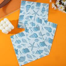 20pcs/40pcs Disposable Ocean Nautical Theme Party Napkins, Blue & White Vintage Shell & Starfish Print, Waterproof, Durable, Tear-Resistant, Suitable For Napkin Holders As Table Decor; Beach Party, Picnic, Birthday Party, Wedding Banquet, Holiday Celebration Table Atmosphere Decoration Paper Napkins, Fresh Ocean Style Tabletop Decor, Home Gathering, Outdoor Trip, Theme Banquet Universal Tabletop Decoration Supplies - Multicolor - View 4