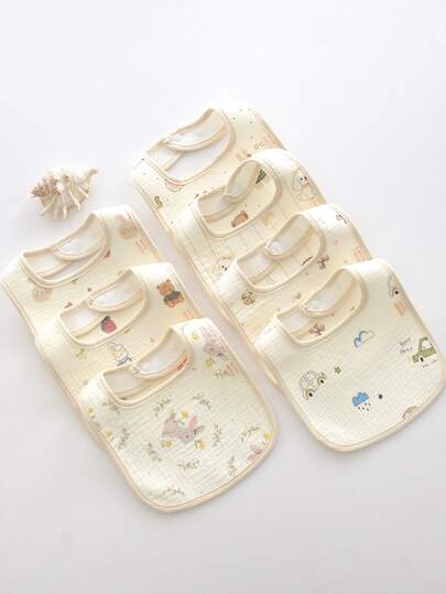 Baby Drool Bib Crinkle Fabric U-Shaped Anti-Dirt Infant Bib Unisex Baby Anti-Spit-Up Feeding Bib