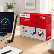 Adaptador USB WiFi NEGRO AC1300 MA30H de Alta Ganancia | Doble Banda 5GHz y 2.4GHz, Velocidad de hasta 1267 Mbps, Antena de Largo Alcance, MU-MIMO para Mayor Estabilidad, WPA3, Instalación Plug & Play, Compatible con Windows 10 y 11 - Negro - Ver 6
