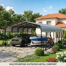 20x30 FT Metal Carport, Heavy Duty Car Port Canopy With Reinforced Base And Galvanized Steel Roof & Frame, 2 Car Garage Shelter For Car, Boats And Trucks10x15 12x20 12x25 20x20 - TCP - View 7