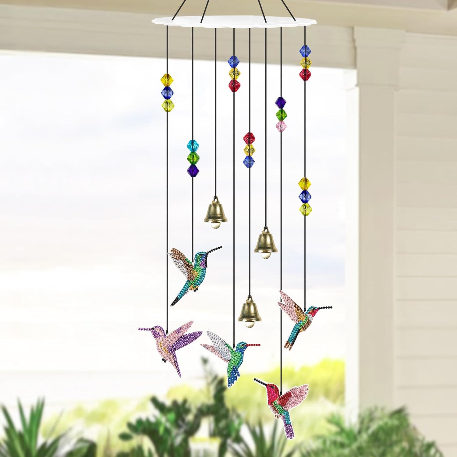 Diamond Painting Wind Chime DIY Diamond Art Kit Adult Double-Sided 5D Hummingbird Craft Hanging, Diamond Art Wind Chime Suitable For Home Yard Garden Window Tree Decoration - A - View 1