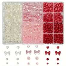 Internet Celebrity Viral Princess Escape Series Bow Beaded DIY Material Kit, Red Blue White Three-Color Beads Handmade Weaving, Self-Made Phone Chain Keychain Pendant Accessories, Gift For Best Friend Girlfriend Beaded Material Set - Multicolor - View 12