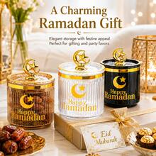 2/4 Pcs Set,Ramadan Storage Jars With Lids, PS Plastic Candy Jars With Gold Moon Star Handle, Decorative Food Storage Containers For Dates, Nuts, Candy, Eid Party Decor, - View 9