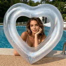New Cross-Border Popular Heart-Shaped Swim Ring, Suitable For Adult Women, Cute Underarm Float, Attractive Water Photography Swim Ring, Beach Essential, Beach Accessory, Pool Float - Love-shaped Swimming Ring - View 3