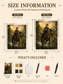 Custom Photo 5D Diamond Painting Kit, Personalized Dinosaur Adventure Portrait (Customized Based On Your Photo), Full Square/Round Rhinestone Embroidery DIY Canvas Wall Decor, Children's Fantasy Style Birthday Christmas Gift, Includes Colorful Rhinestones - Multicolor - View 6