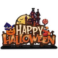 1 pieza Decoración de Halloween Letrero de Madera Feliz Halloween Decoración de Mesa de Halloween para Interiores Decoración de Mesa de Comedor Suministros para Fiestas Calabaza Espantosa Araña Fantasma Espíritu, Adecuado para Uso en Interiores y Exteriores, Patio / Jardín / Césped, Entrada / Porche, Fiesta / Decoración de Fiesta, Decoración de Halloween, Truco o - A - Ver 3