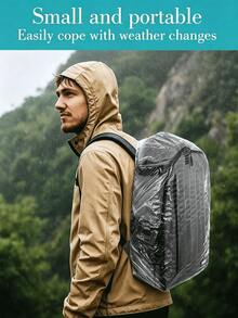 1PC 15-75L Black Backpack Cover - Waterproof, Stain-Resistant, And Dustproof - Foldable Protective Cover With Reflectors, Suitable For Outdoor Activities, Hiking, Mountaineering, Commuting, School, Home Use, And Travel Storage - Transparent - View 2