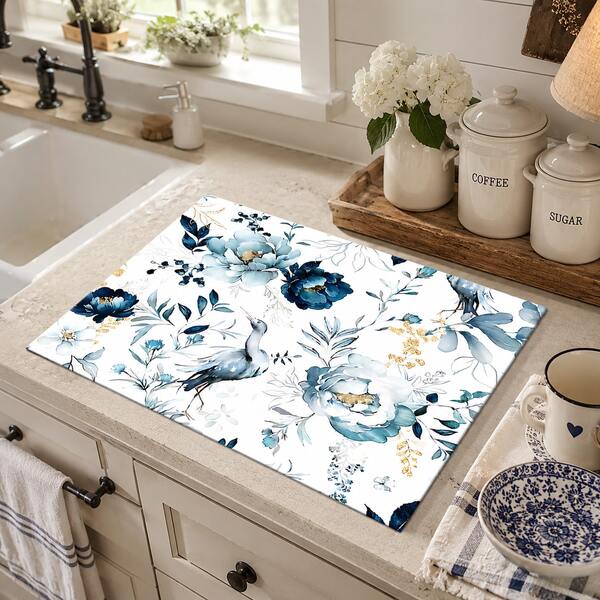 1 pieza, Decoración del hogar, Tapete de secado de platos con estampado de arte vintage, Tapete absorbente para encimera de máquina de café espresso, Tapete de drenaje de fregadero, Suministros de cocina, Suministros de baño