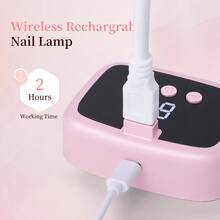 مصباح تجفيف أظافر جل قابل للشحن، مجفف أظافر لاسلكي بسعة 400mAh مع شاشة LCD، مؤقت مزدوج 30 ثانية/60 ثانية وذراع مرنة قابلة للطي بزاوية 360 درجة، أداة مانيكير محمولة DIY للمبتدئين والاستخدام المنزلي والهدايا - متعدد الألوان - مشاهدة 4