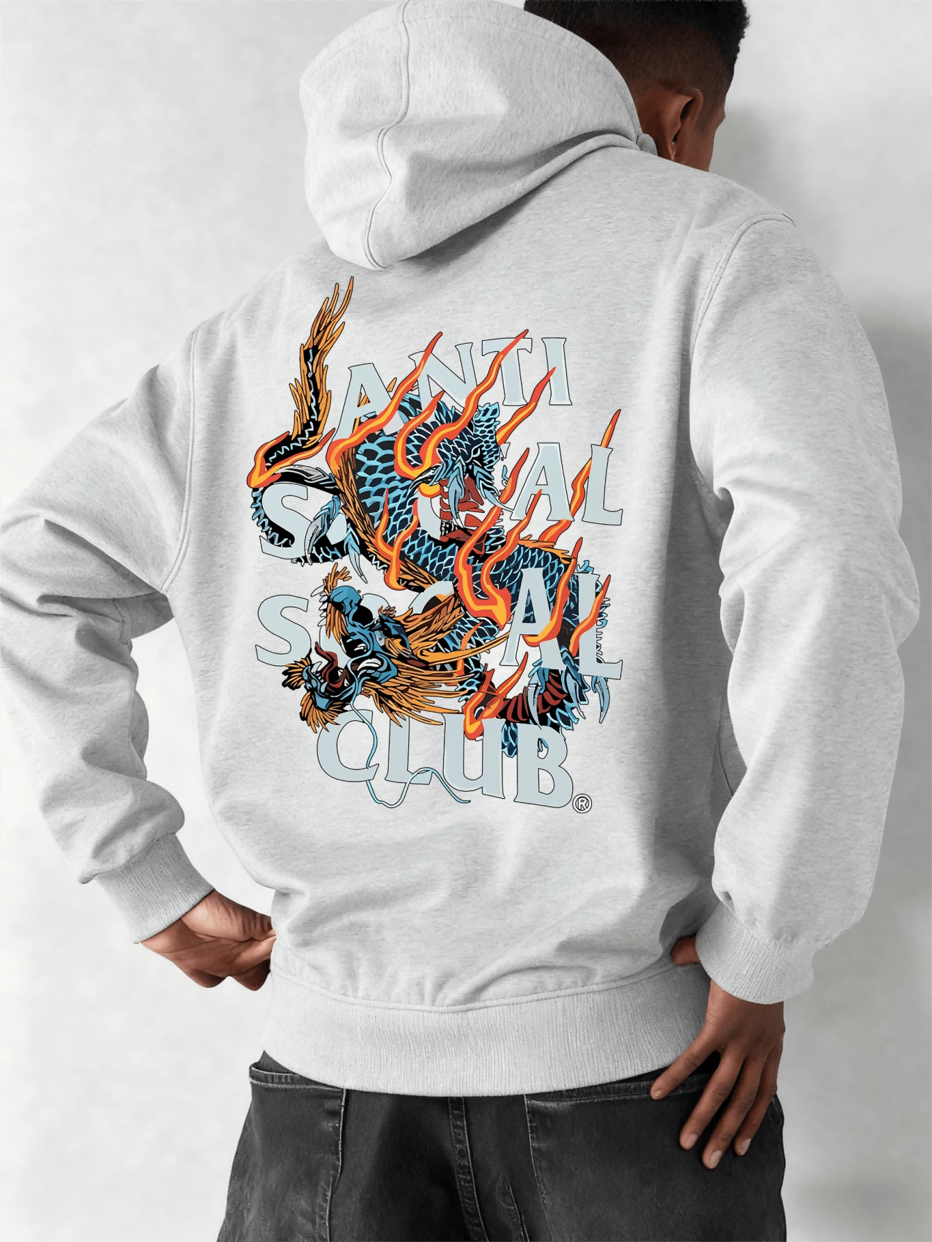 Sudadera capucha cuello redondo hombre estampado Anti Social Club Sad Boyz,bolsillo canguro,manga larga,suelta casual.Ideal regalo(frente y espalda).Modelo ligero primavera-otoño,elig - Gris Oscuro - Ver 1