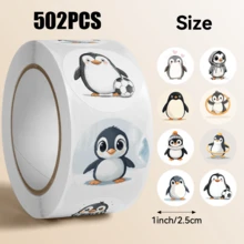 502pcs/Roll, Cheerful Little Penguin Pattern Stickers, Christmas. 10 Different Patterns. Suitable For Gift Wrapping Labels, Water Bottle Decoration. Scrapbook Decoration, Gift Wrapping Decoration, Scrapbook Stickers And Other Favorite Product Decoration Stickers. - Multicolor - View 6