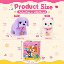 TOYSporael 2-Pack Walking Toy Pets, Plush Dog & Cat With Leashes, Cute Sounds, Wagging Tail, Soft Electronic Pet Toys For Kids - Multicolor - View 3