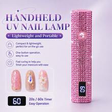 USB Rechargeable Quick Curing, 1 Piece USB Diamond Inlay Handheld With LCD Display, Suitable For Gel Nail Polish Drying, Fast Drying, Easy Manicure - Professional Manicure Tool Set, Ideal Gift, Holiday Gift, Rechargeable Nail Lamp, Handheld Nail Lamp, Adjustable Arm And Multi-Function Stand - Multicolor - View 2