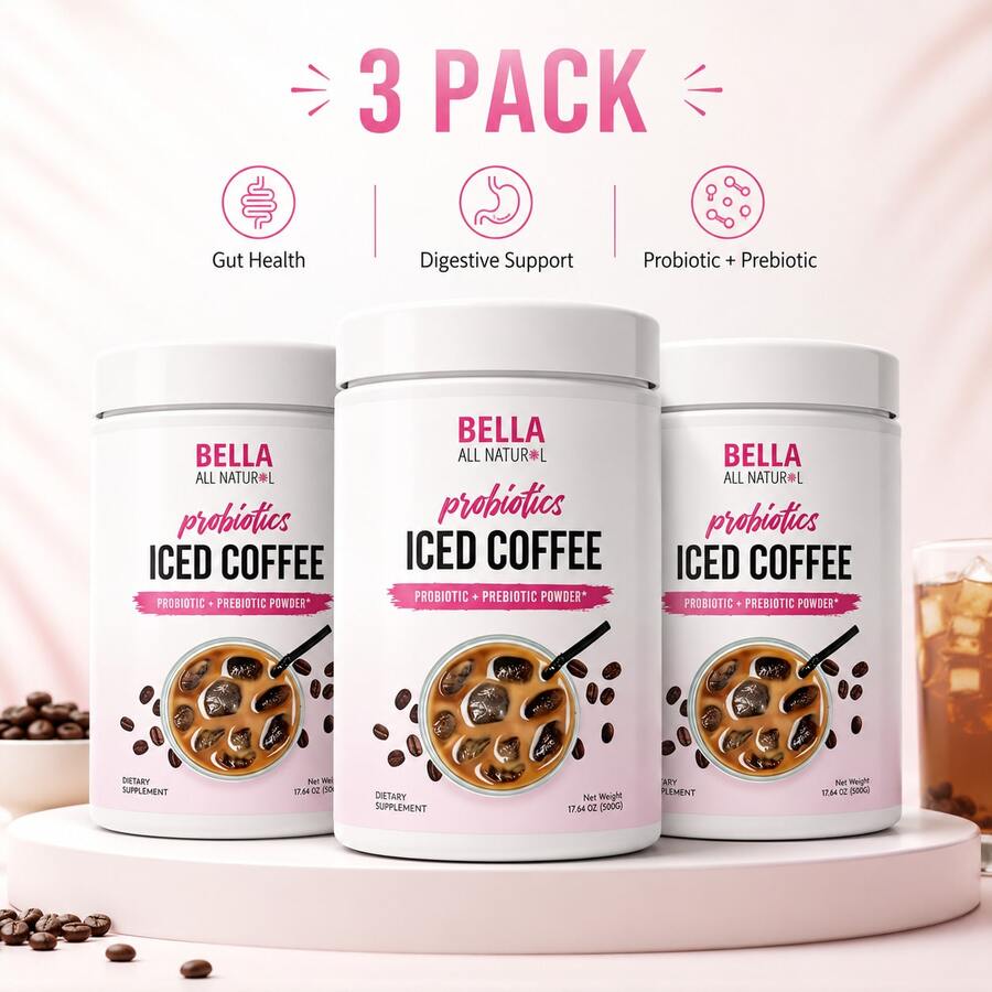 Bestseller!Bella All Nat-Ural Probiotics Iced Coffee (500g): Gut-Friendly Sips With Live Cultures.Supplement Vitamin,Free Shipping.