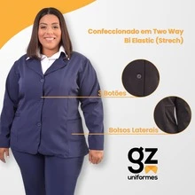 Women's Plus Size Formal Business Blazer And Skirt Set - Black - View 3