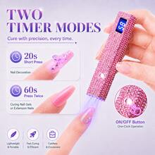 USB Rechargeable Quick Curing, 1 Piece USB Diamond Inlay Handheld With LCD Display, Suitable For Gel Nail Polish Drying, Fast Drying, Easy Manicure - Professional Manicure Tool Set, Ideal Gift, Holiday Gift, Rechargeable Nail Lamp, Handheld Nail Lamp, Adjustable Arm And Multi-Function Stand - Multicolor - View 5