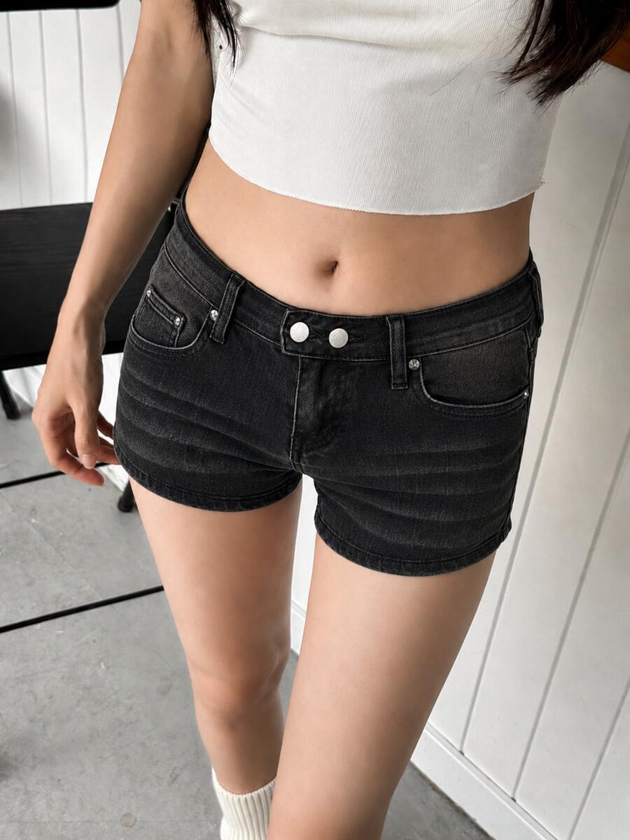 Women's Casual Fashion Street Washed Denim Shorts, Suitable For Daily Commute In Summer