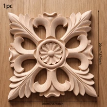 1pc Solid Wood Carved Square Decals, Home Decorations, Woodworking Supplies, Suitable For Cabinets, Doors And Windows, Furniture, Background Walls, Porches, Offices And Other Decorations, Holiday Decorations, DIY Decorations. - Multicolor - View 13